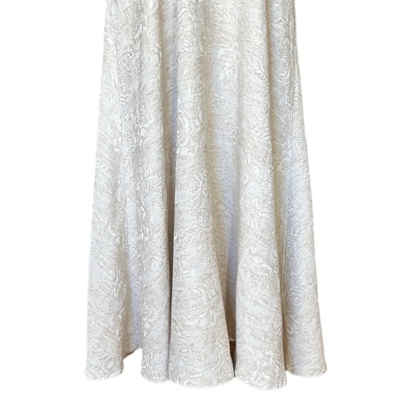 Vintage 90s Handmade MIDI Dress Empire Waist Fall Neutral Jacquard - Picture 3 of 16